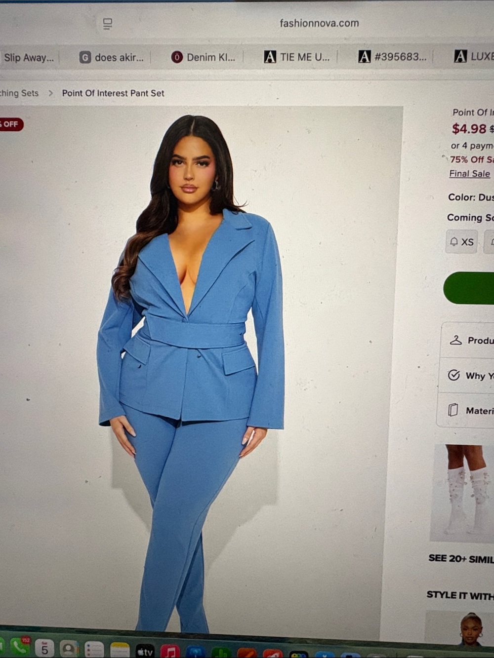 Fashion Nova Point Of Interest Belted Blazer & Pant Set - Dusty Blue